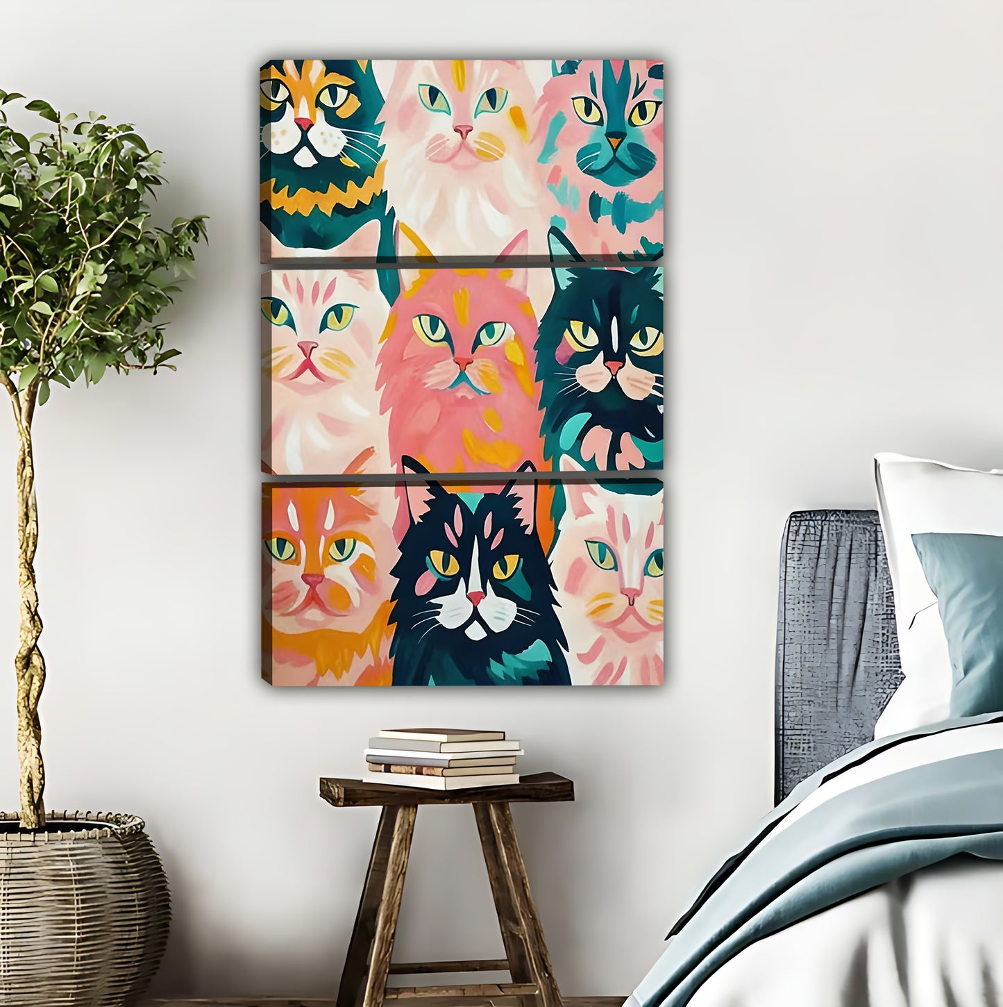 Colorful Cat Collage Art Print - Vibrant Feline Wall Decor|Liberty Signs #L428