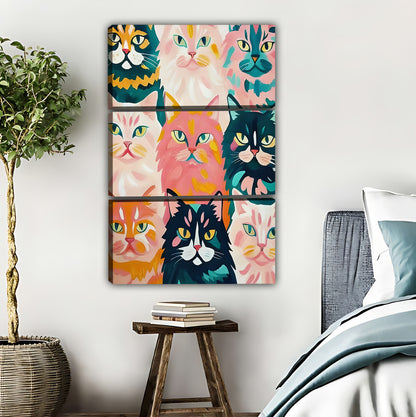 Colorful Cat Collage Art Print - Vibrant Feline Wall Decor|Liberty Signs #L428