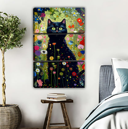 Boho Black Cat Floral Wall Art|Liberty Signs #L478