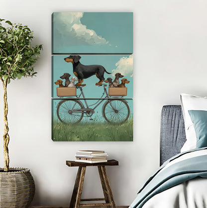 Dachshund Biking with Puppies Art Print|Liberty Signs #L808