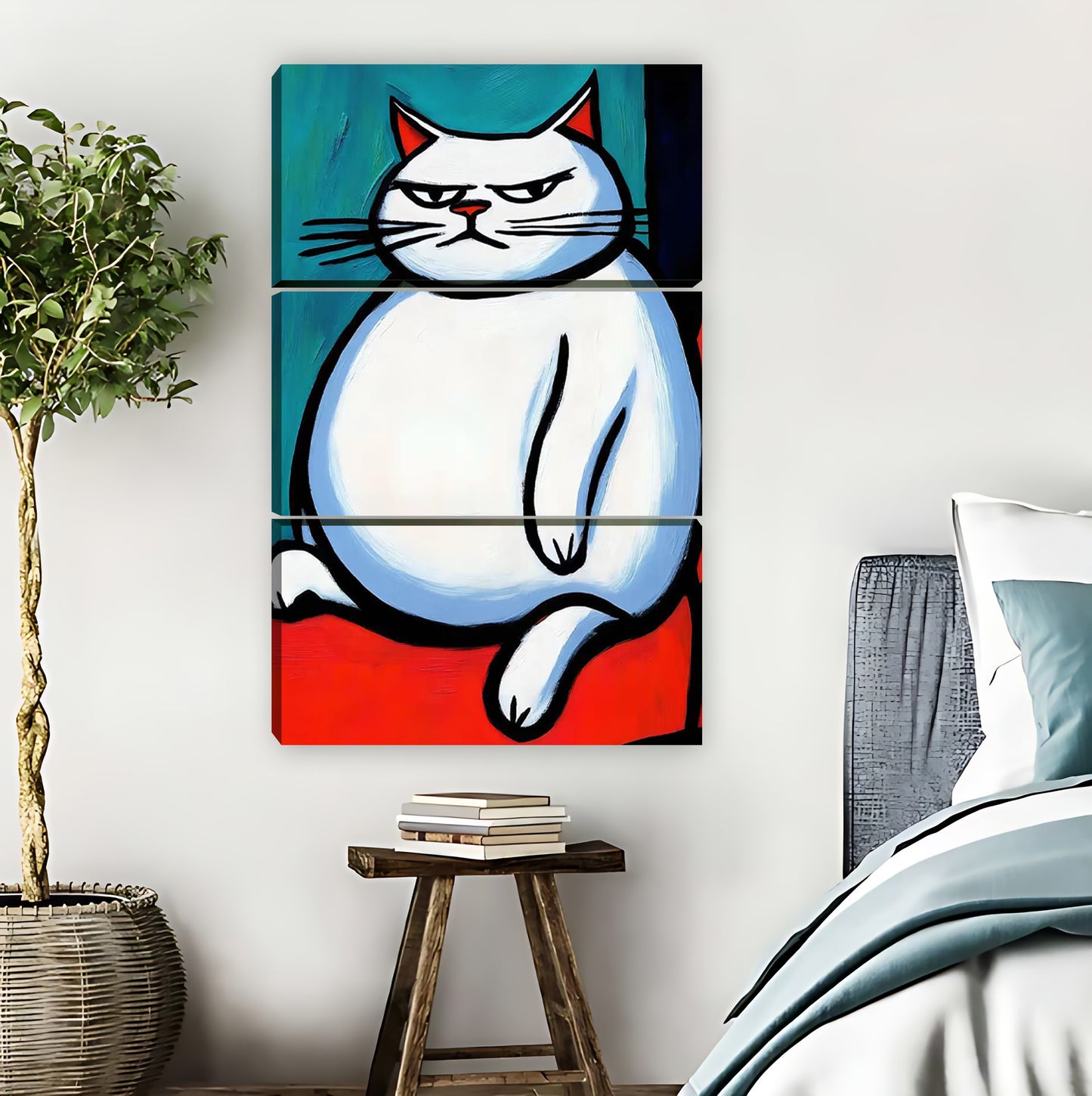 Chonky White Cat Funny Grumpy Wall Art Print|Liberty Signs #L855