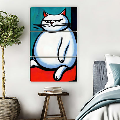 Chonky White Cat Funny Grumpy Wall Art Print|Liberty Signs #L855
