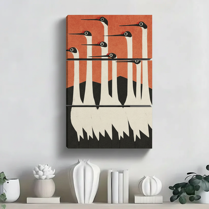 三联鸟群艺术画墙面装饰