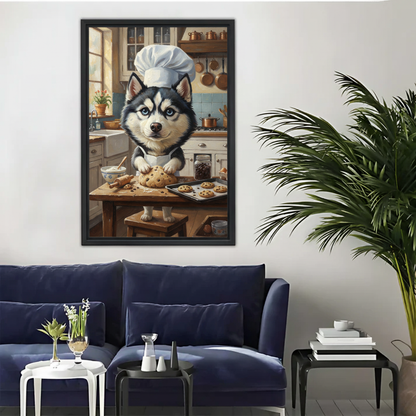 哈士奇厨师装饰画场景