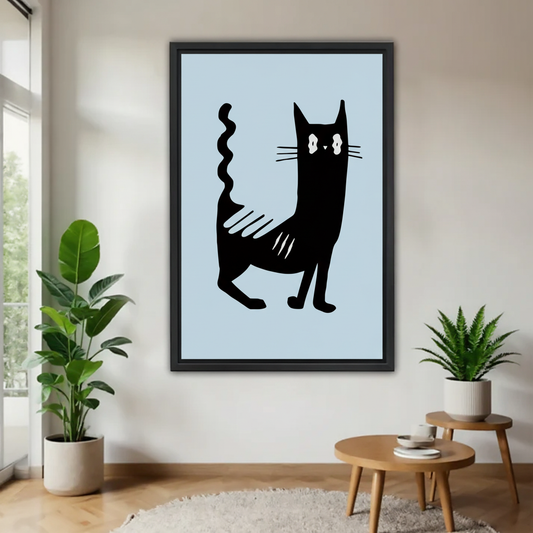 黑色抽象猫咪木框画场景图