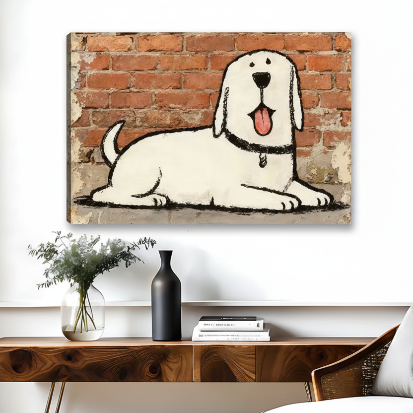 白色卡通狗装饰画效果图