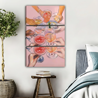 鸡尾酒聚会艺术画三联画场景图