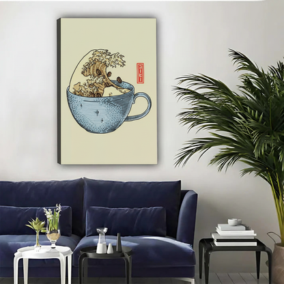 咖啡杯海浪内框画