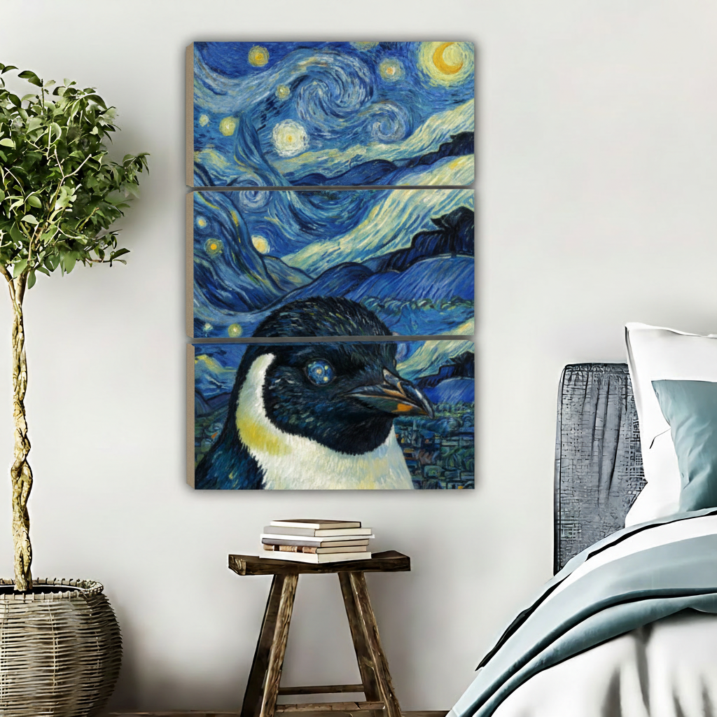 企鹅星空-三联画