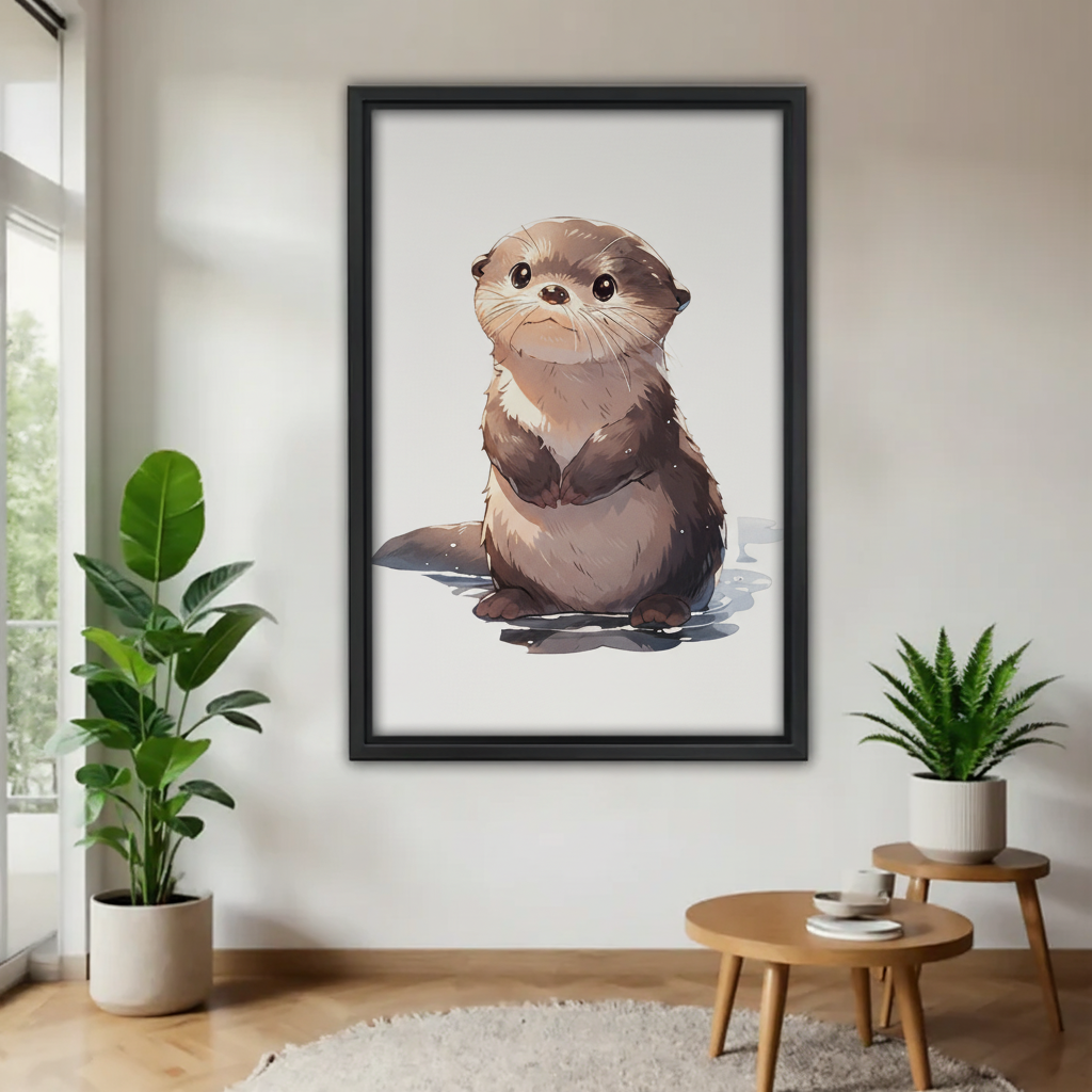 水獭木框画场景图