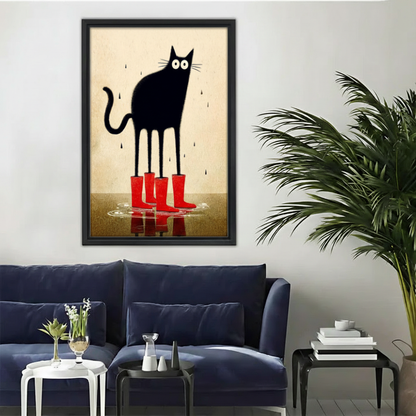 黑猫红雨靴黑框场景图