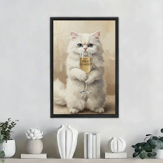 白猫香槟艺术画