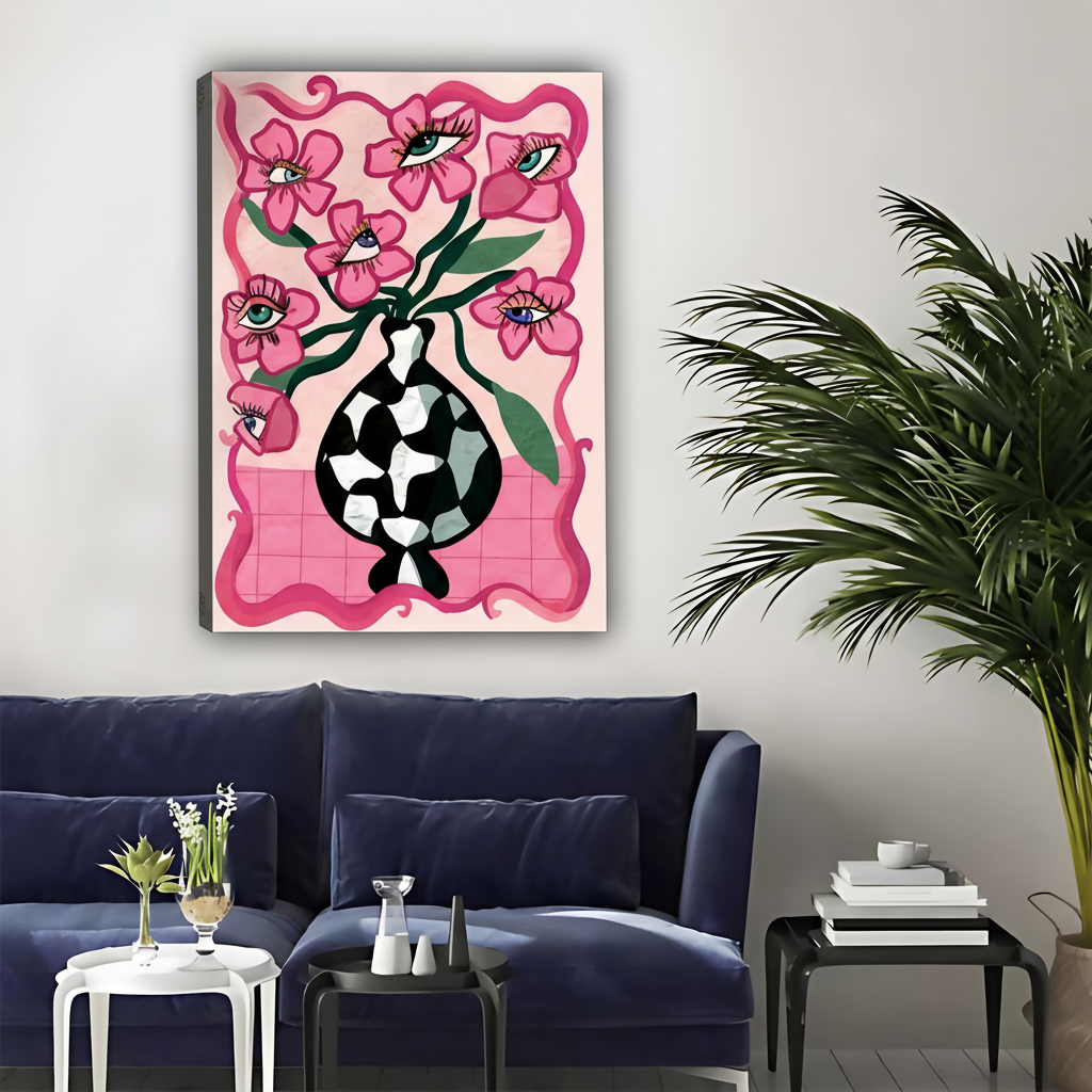 超现实花卉眼睛画作-无框