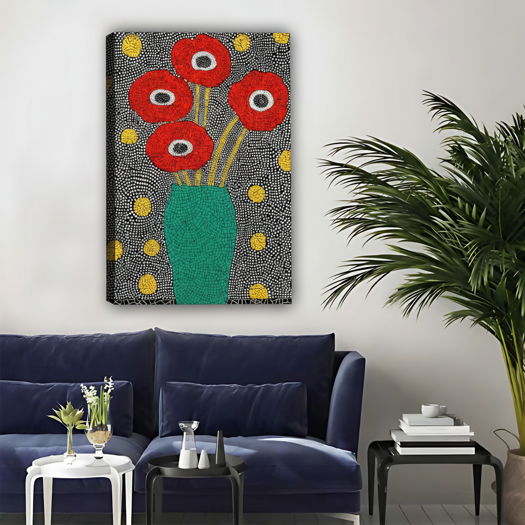 点彩花卉画作-无框-侧边阴影