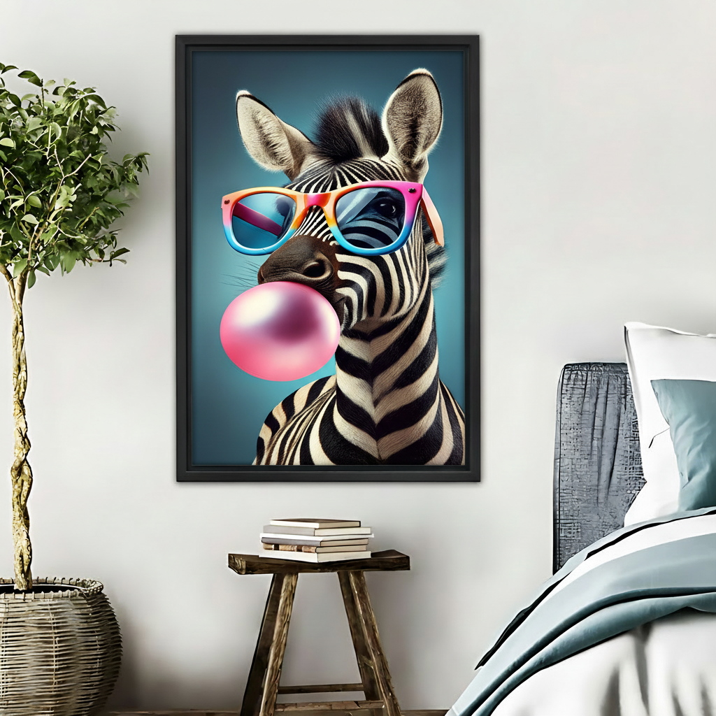 斑马泡泡糖-木框画