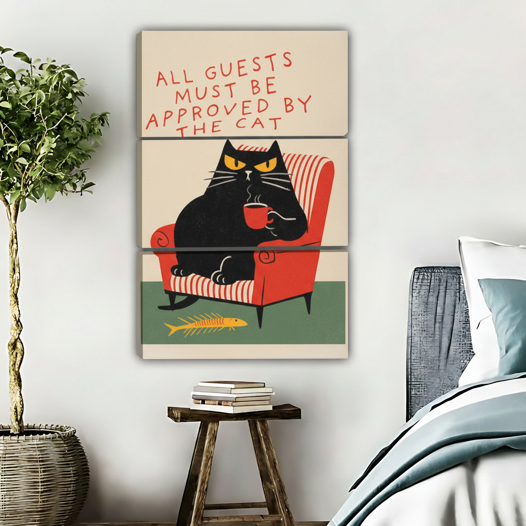 猫咪批准客人-三联画
