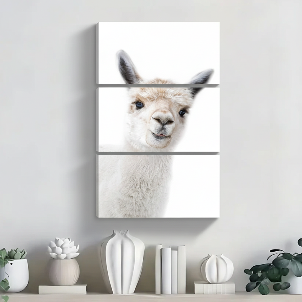 三联无框帆布羊驼画