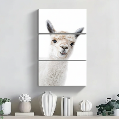 三联无框帆布羊驼画