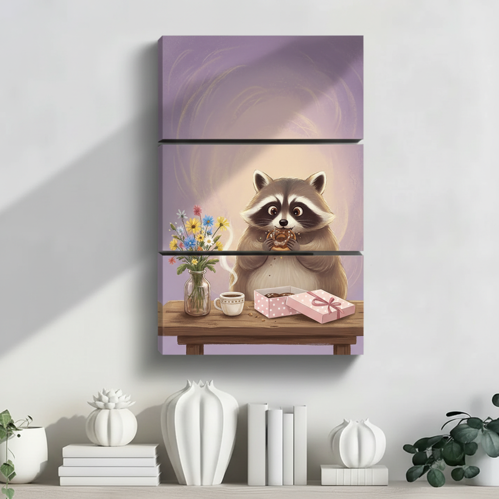 浣熊三联画室内场景