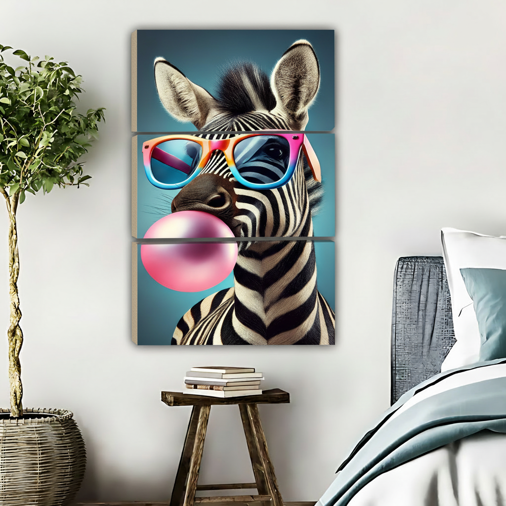 斑马泡泡糖-三联画-源画面