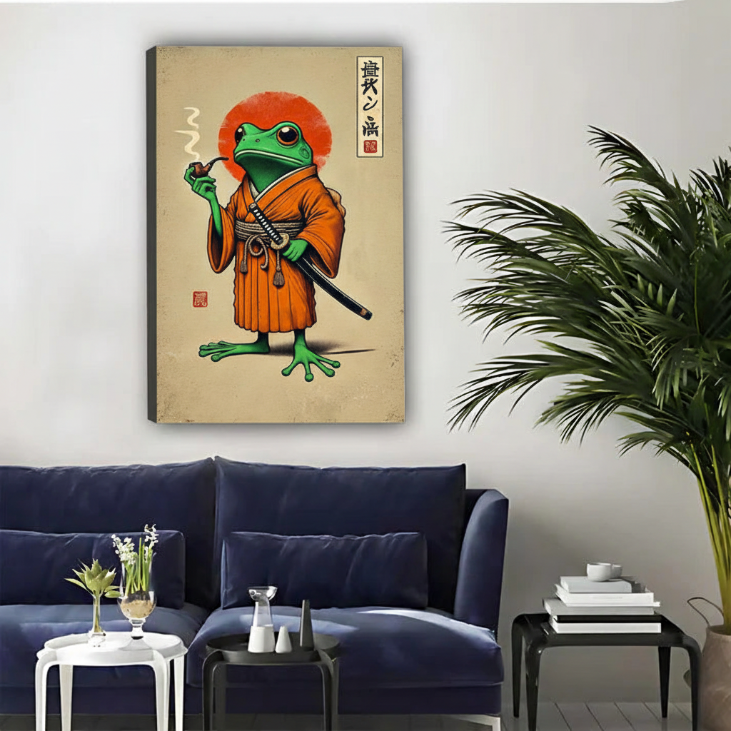 武士青蛙内框画