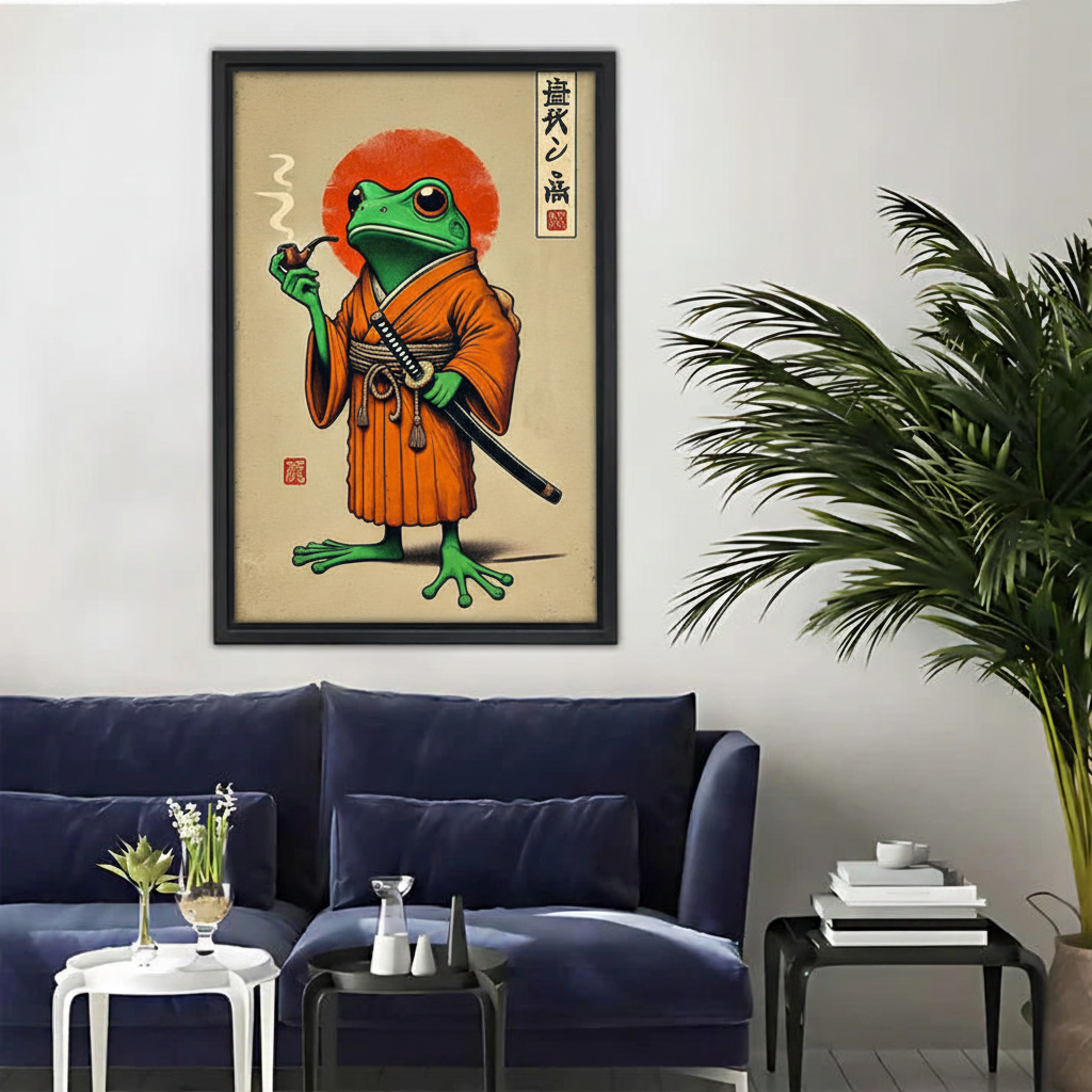 武士青蛙木框画