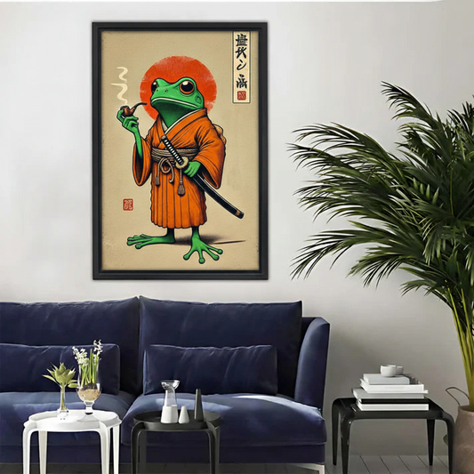 武士青蛙木框画