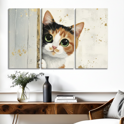 三联立体三花小猫装饰画