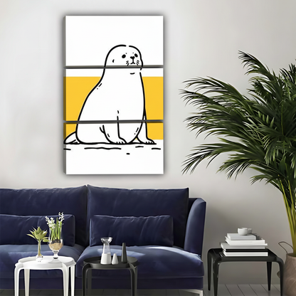简约海豹画作-三联画