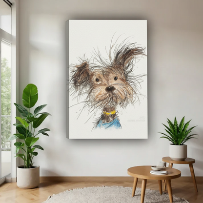约克夏犬帆布画场景图