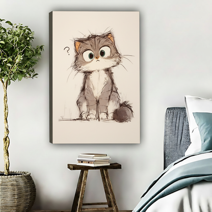 疑惑小猫-无框画布