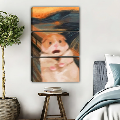 仓鼠致敬呐喊艺术画三联画场景图