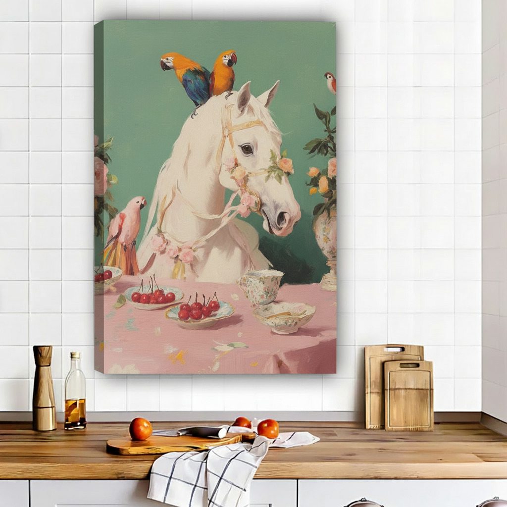 白马鹦鹉画布场景图-边缘阴影