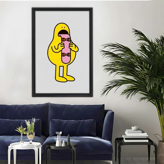 黄色卡通人物木框画