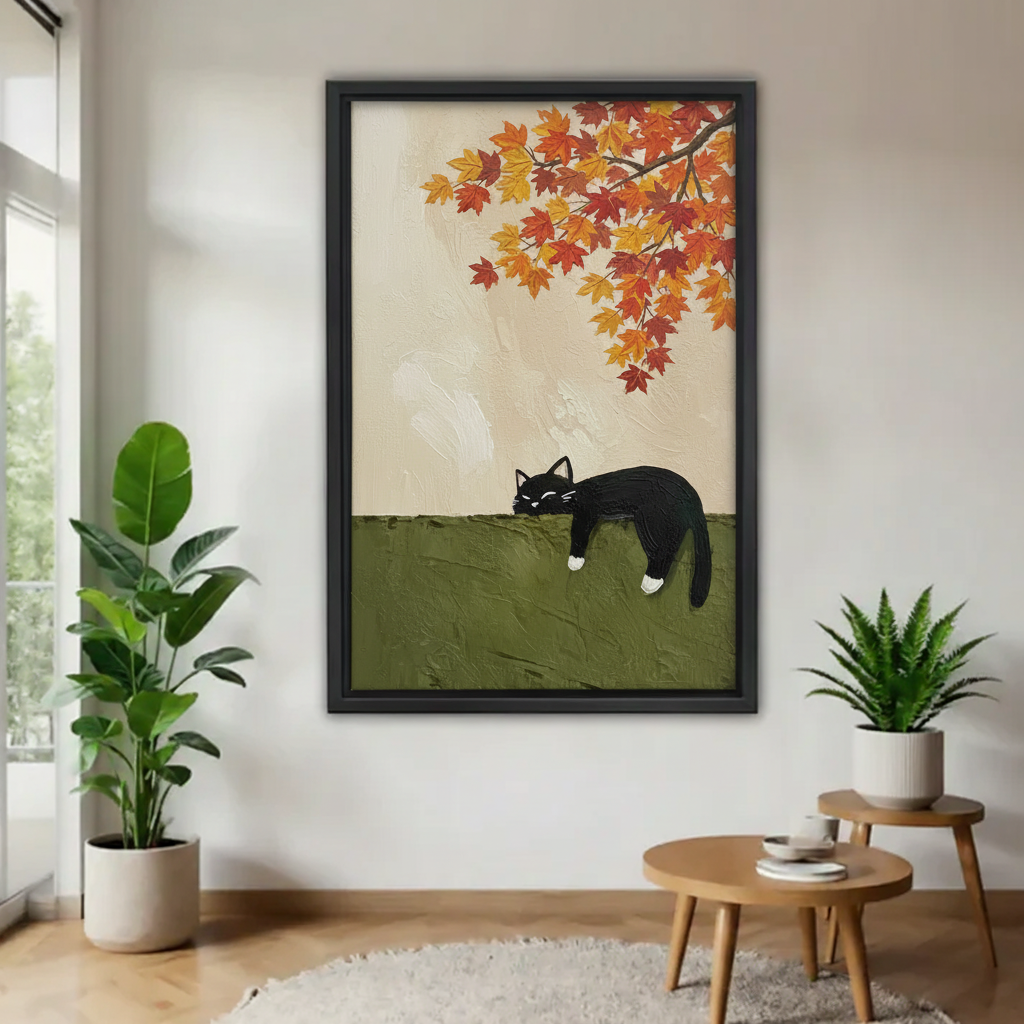 秋枫树黑猫场景图