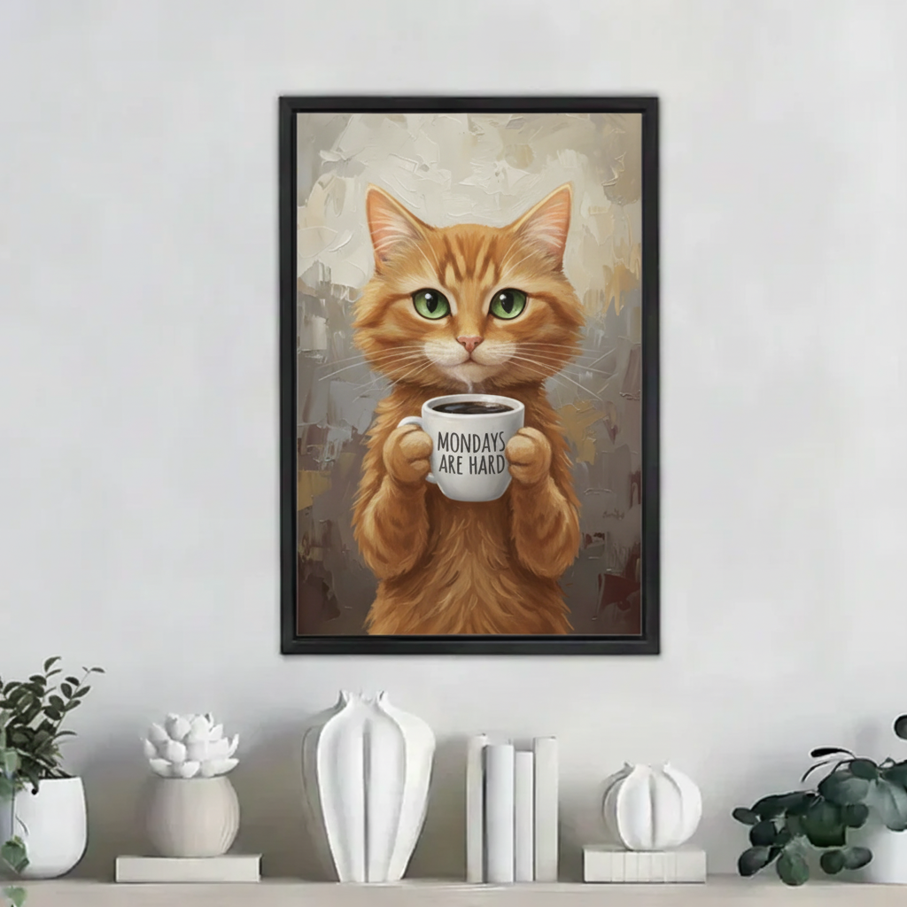 替换为猫咪画作的墙面装饰