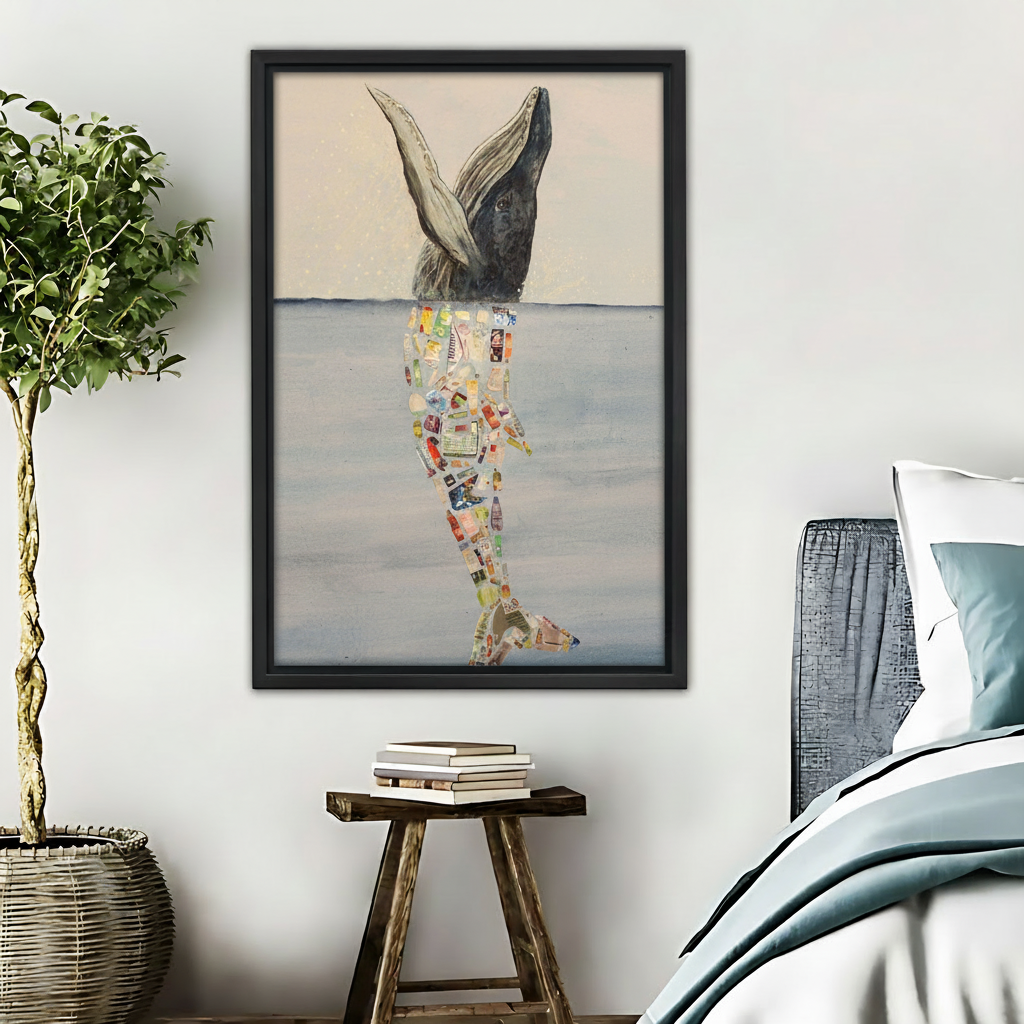 鲸鱼垃圾身体-木框画