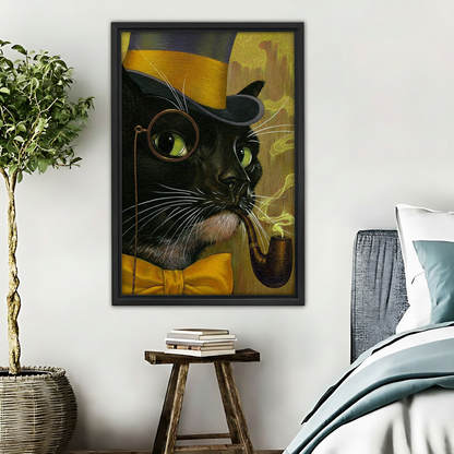 绅士黑猫-木框画