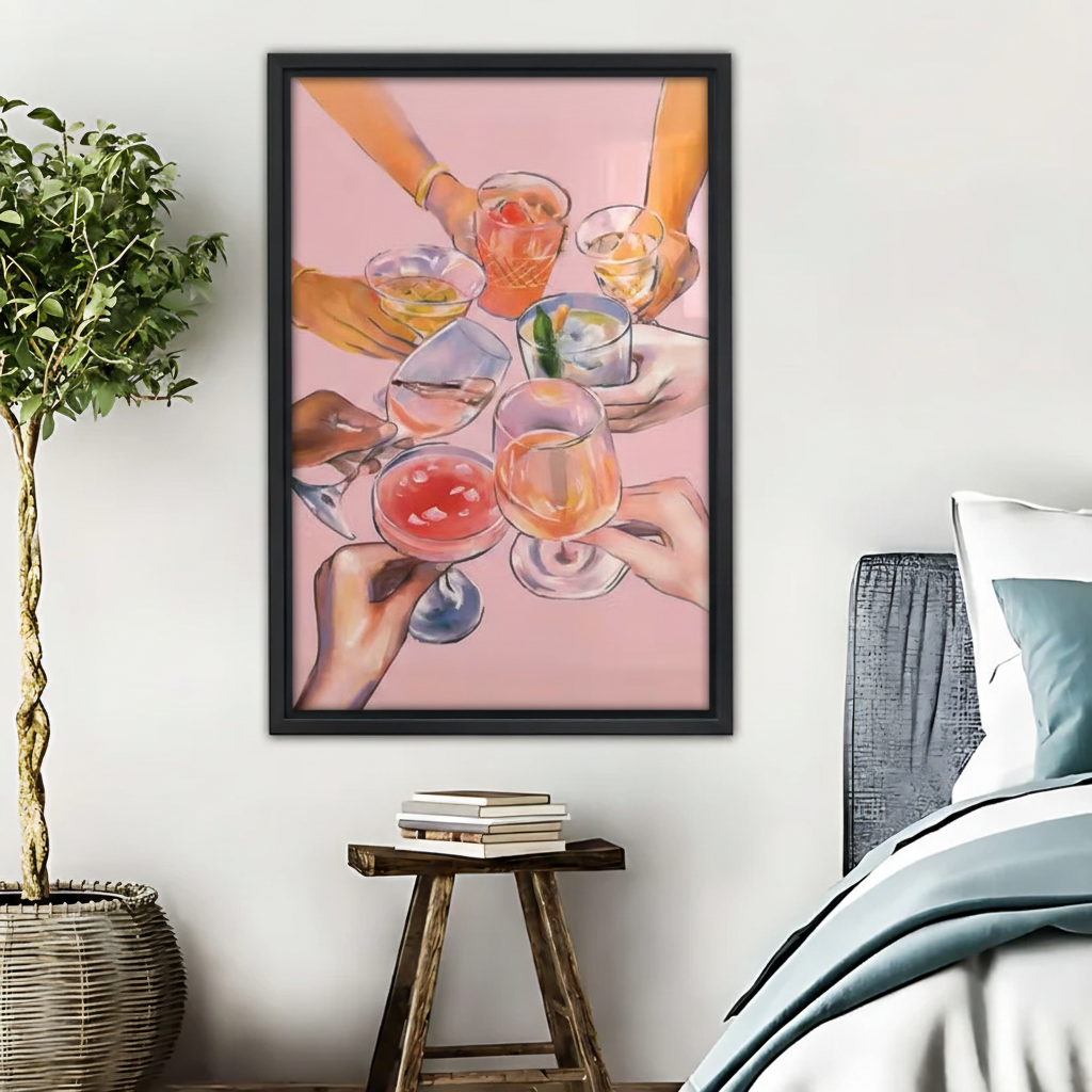 鸡尾酒聚会艺术画木框画场景图