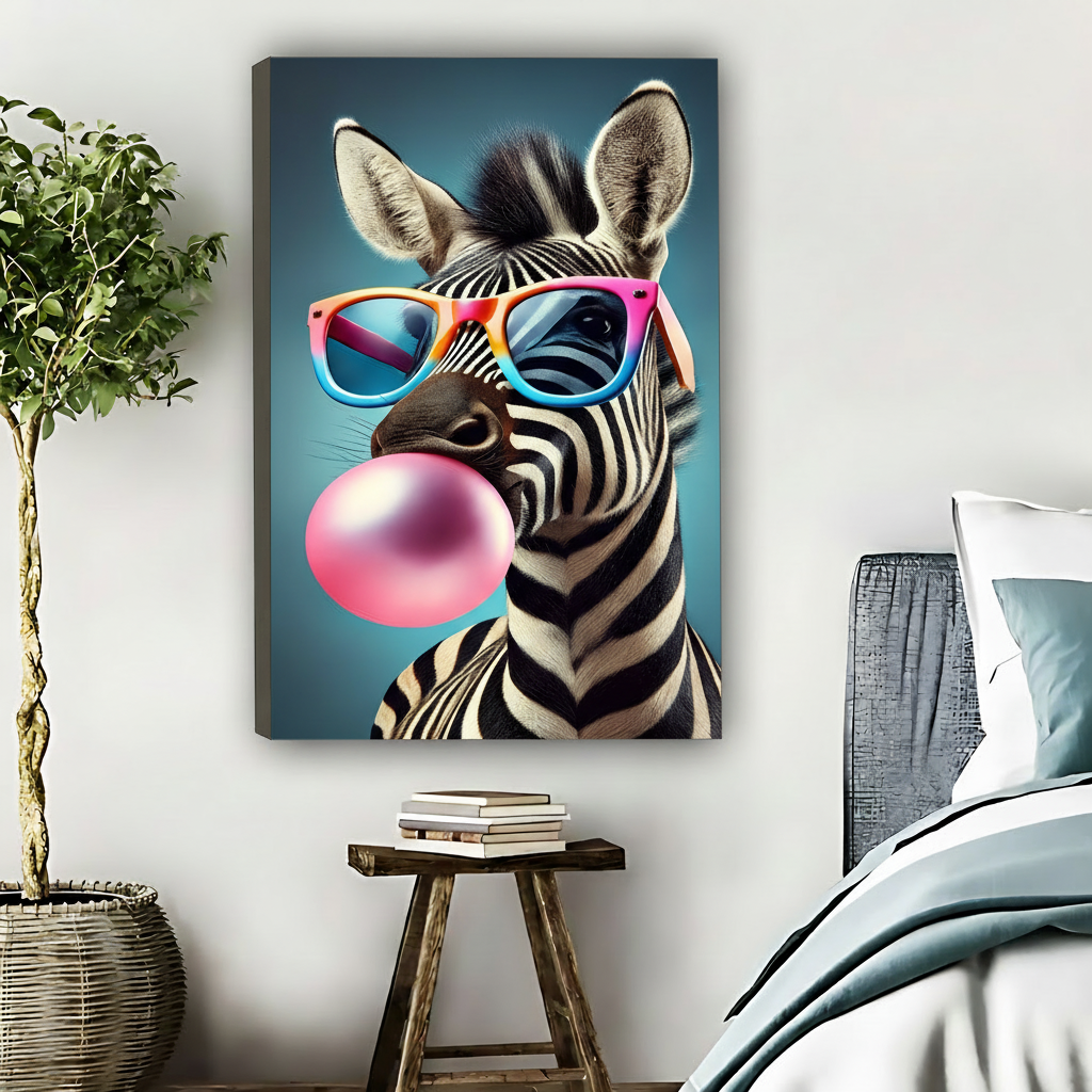 斑马泡泡糖-无框画布