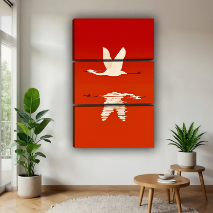 白鹤飞翔三联画场景图