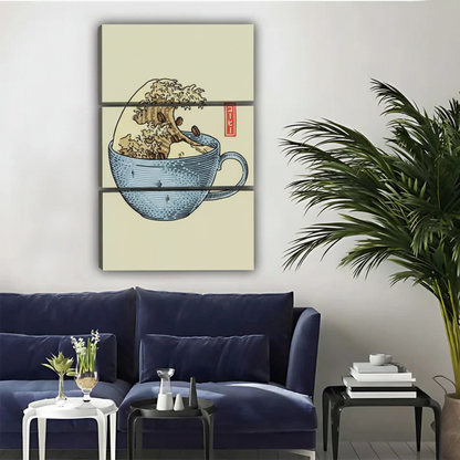咖啡杯海浪三联画-含阴影