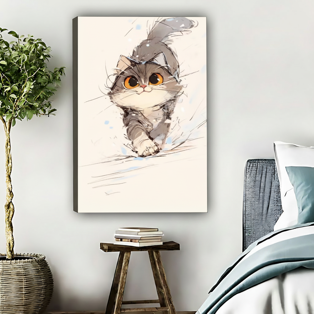 奔跑小猫-无框画布