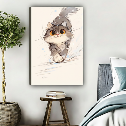 奔跑小猫-无框画布