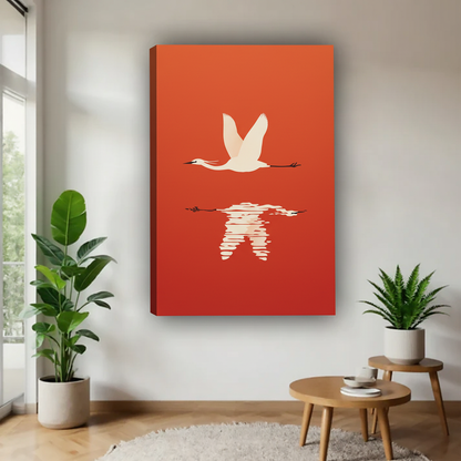 白鹤飞翔画布场景图