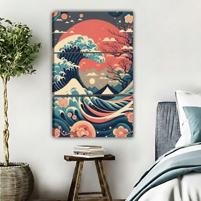 日式巨浪-三联画-原画