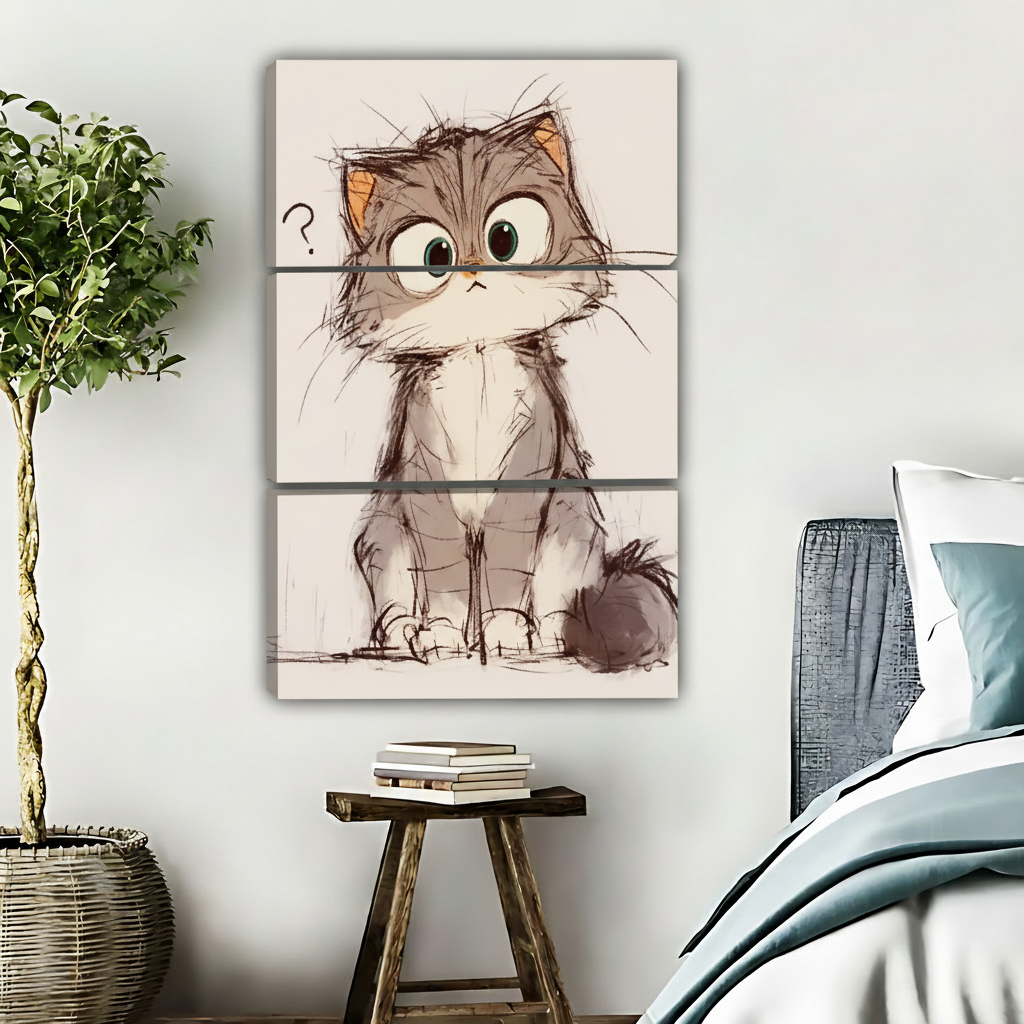 疑惑小猫-三联画