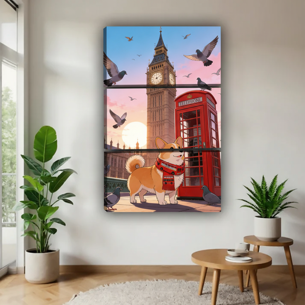 伦敦柯基三联画室内场景