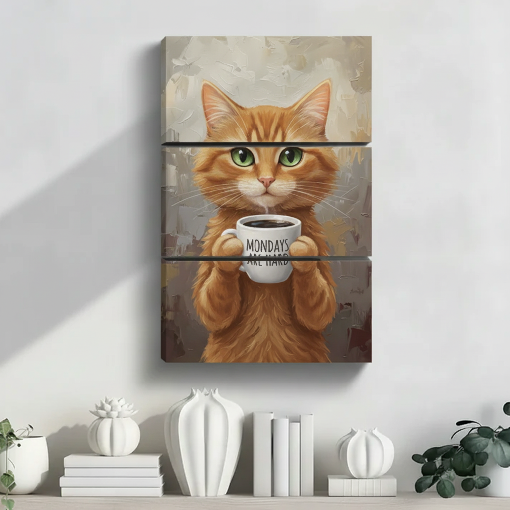 三联画猫咪艺术画