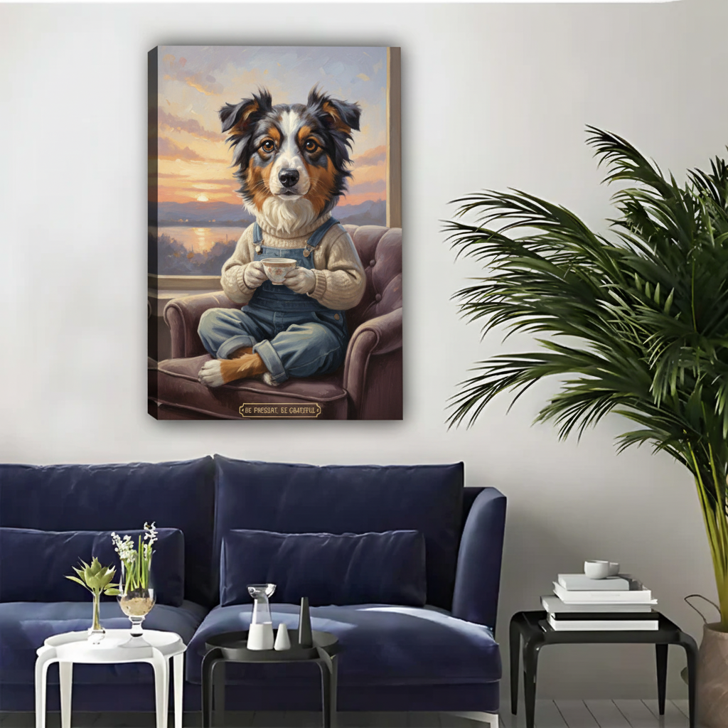 替换后的澳洲牧羊犬艺术画场景